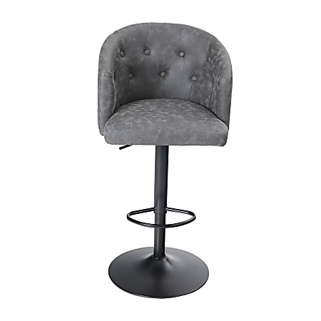 ALPHA HOME Adjustable Swivel PU Leather Round Bar Stool With Back ...