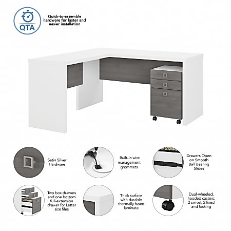 Bush Business Furniture Echo 60 W L Shaped Corner Desk With Mobile File ...