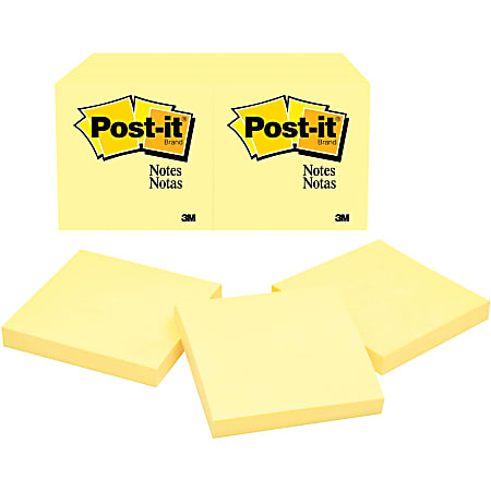 Post-it® Canary Yellow Original Note Pads - Removable - 24 / Bundle