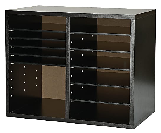 Alpine Adjustable 12-Compartment Literature Organizer, 16-5/16"H x 20"W x 11-13/16"D, Black