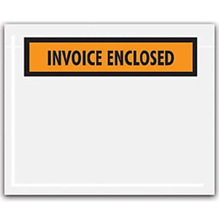 Tape Logic® "Invoice Enclosed" Envelopes, Panel Face, Orange, 4 1/2" x 5 1/2" Pack Of 1,000