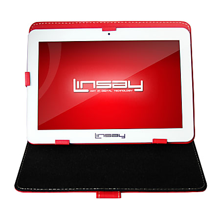 LINSAY Quad-Core Tablet With Case and Pen Stylus, 10.1" Screen, 1GB Memory, 16GB Storage, Android 4.4 KitKat