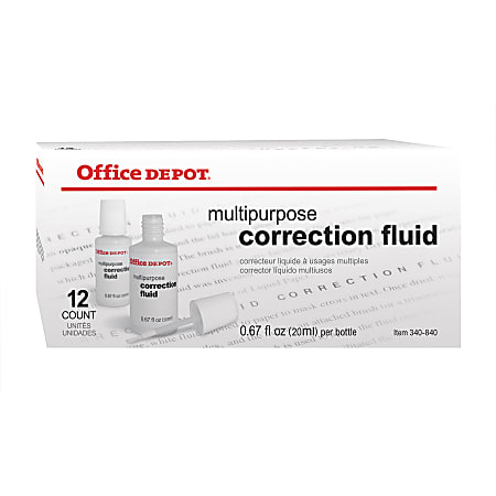Office Depot Brand Correction Fluid Multipurpose 20 mL White Pack
