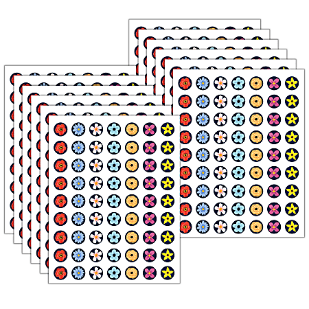 Teacher Created Resources Mini Stickers, 1/2”, Wildflowers, 378 Stickers Per Pack, Bundle Of 12 Packs