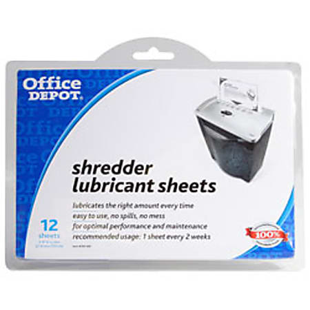 Office Depot® Brand Shredder Lubricant Sheets, Pack Of 12