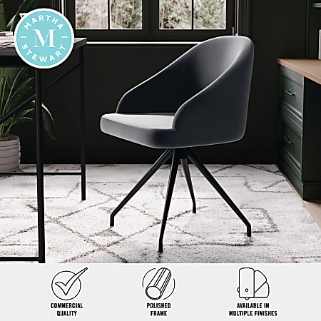 Martha Stewart Sora Upholstered Mid Back Stationary Office Task Chair Velvet GrayOil Rubbed Bronze Office Depot