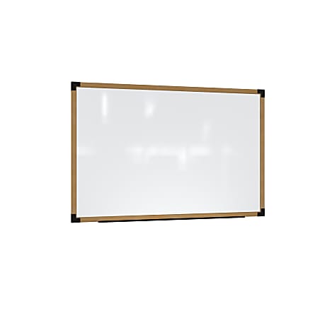 Ghent Prest Magnetic Dry-Erase Whiteboard, Porcelain, 26-1/4” x 38-1/4”, White, Natural Wood Frame