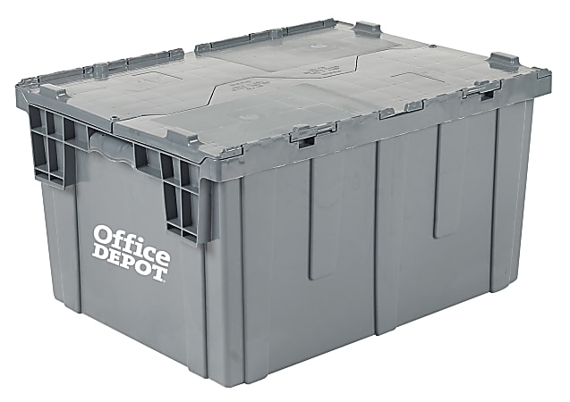 Office Depot Brand Attached Lid Storage Tote 15 H x 20 W x 28 D Gray -  Office Depot