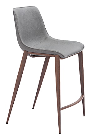 Zuo Magnus Counter-Height Stools, Slate Gray/Walnut, Set Of 2 Stools