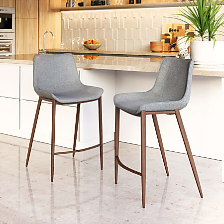 Zuo Magnus Counter Height Stools Slate GrayWalnut Set Of Stools