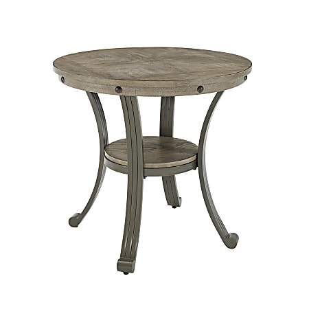 Powell Vinessa Side Table, 23"H x 24"W x 24"D, Pewter/Gray