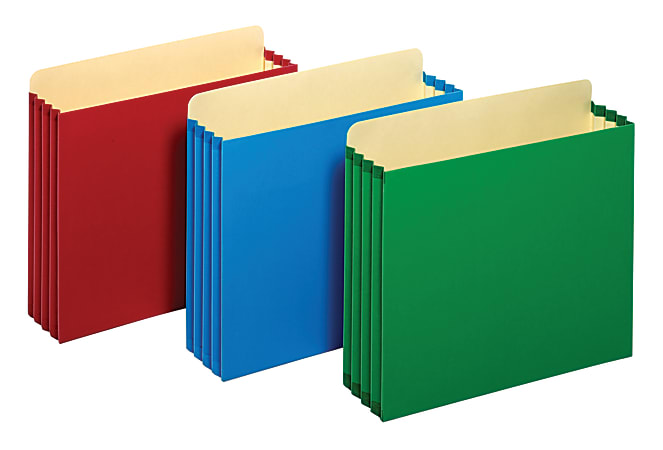 Pendaflex® Heavy-Duty Pockets, 3 1/2" Expansion, Letter Size, Assorted Colors, Pack Of 4 Pockets