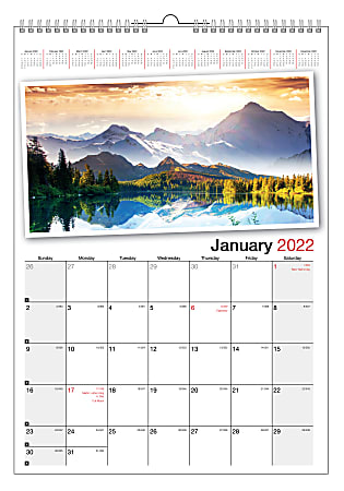 Office Depot® Brand Monthly Wall Calendar, 12" x 17", Scenic, January to December 2022
