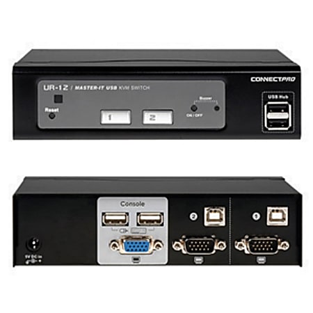 Connectpro UR-12 KVM Switchbox - 2 Computer(s) - 1 Local User(s) - 1920 x 1440 - 6 x USB3 x VGA - Desktop