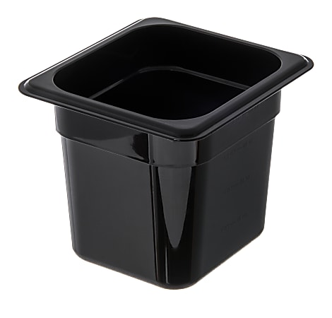 StorPlus 1/6-Size Plastic Food Pans, 6"H x 6 3/8"W x 6 3/4"D, Black, Pack Of 6
