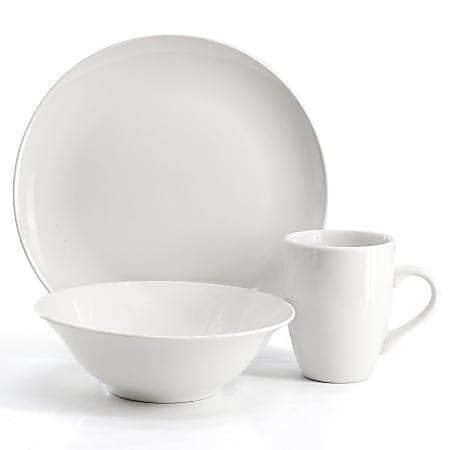 Gibson Home Wintercap 12 Piece Fine Ceramic Dinnerware Set White ...