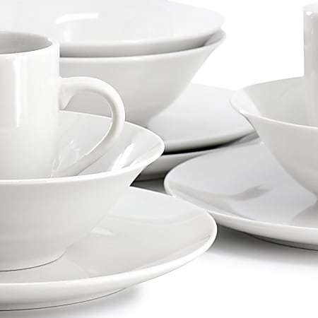 Gibson Home Wintercap 12 Piece Fine Ceramic Dinnerware Set White ...