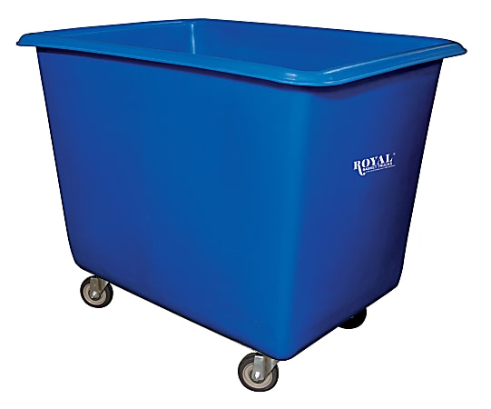 Royal Basket Trucks 16 BU Metal Base Poly Truck, 35-1/2”H x 32”W x 30”D, Blue