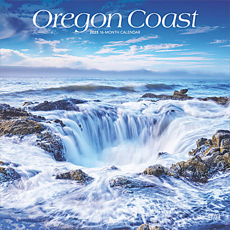 2025 BrownTrout Oregon Coast Monthly Plastic-Free Square Wall Calendar, 12" x 12", American States, January to December 2025, 9781975475499