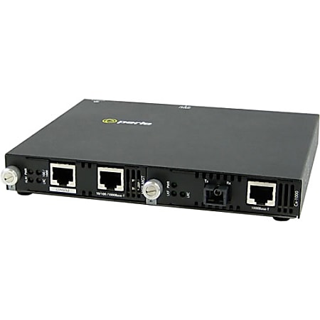 Perle SMI-1000-S1SC40U Media Converter - 2 x Network (RJ-45) - 1 x SC Ports - Management Port - 10/100/1000Base-T, 1000Base-BX
