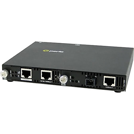 Perle SMI-1000-S1SC40D Media Converter - 2 x Network (RJ-45) - 1 x SC Ports - Management Port - 10/100/1000Base-T, 1000Base-BX