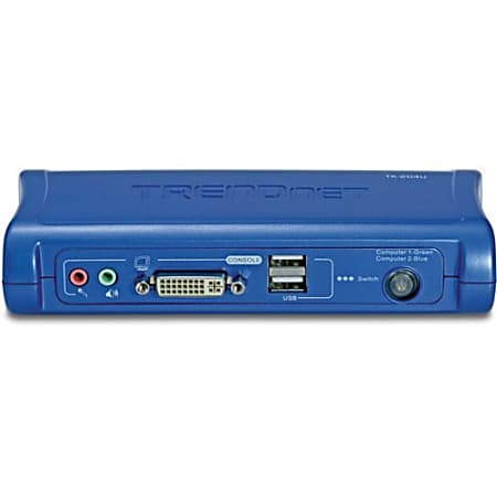 TRENDnet 2-Port DVI USB KVM Switch & Cable Kit with Audio, Manage Two PCs, 2 x USB Keyboard & Mouse Ports, 2 x Bonus USB 2.0 Ports, 2 Way Audio Support, TK-204UK - TRENDnet 2-Port DVI/USB KVM Switch Kit with Audio