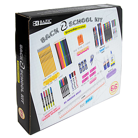BAZIC Products Back To School Kit, Set Of 66 Pieces