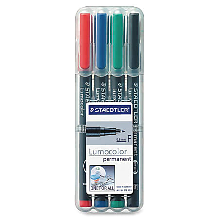 Staedtler® Lumocolor Permanent Markers, Fine Point, Assorted Colors, Pack Of 8
