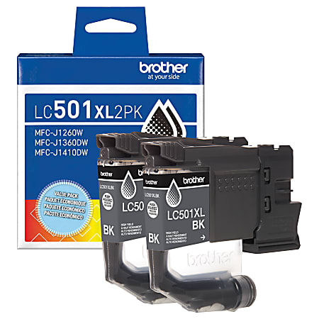 Brother LC501XL2PK Black High Yield Ink Cartridges, 2 pack