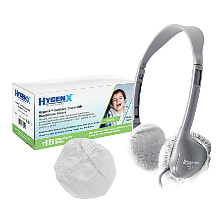 HamiltonBuhl HygenX Sanitary Ear Cushion Covers, For On-Ear Headphones & Headsets, 2-1/2" White, 50 Pairs