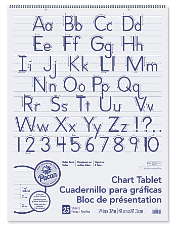 Pacon Chart Table - 70 Sheets - Glue - Ruled - 1 Ruled - Unruled Margin -  24 x 32 - White Paper - Bond Paper - 1 Each - Office Outlet