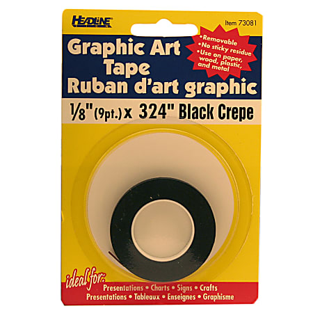 Microfoam Graphic Art Tape, 1/8" x 9 Yd., Black