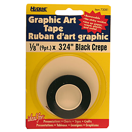 Graphic Art Tape, 1/8" x 9 Yd., Black
