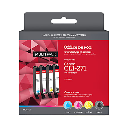Office Depot® Brand Remanufactured Black And Cyan, Magenta, Yellow Ink Cartridge Replacement For Canon® CLI-271, Pack Of 4