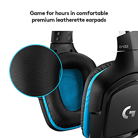 Logitech® G432 7.1 Surround Sound Over-The-Ear Wired Gaming Headset, Black,  981-000769