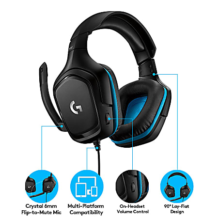 Logitech G432 7.1 Surround Sound Over The Ear Wired Gaming Headset Black  981 000769 - Office Depot