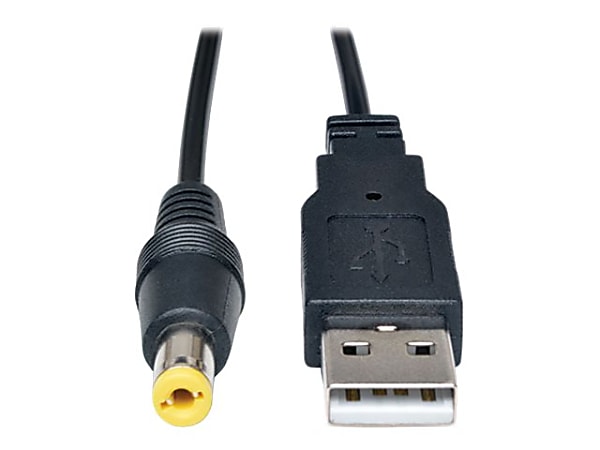Eaton Tripp Lite Series USB to 5V DC Type-M Barrel Plug Power Cord - M/M, 28 AWG, Black, 3 ft. (0.91 m) - Power cable - USB (power only) (M) to DC jack 5.5 x 2.1 mm (M) - 5 V - 3 ft - molded - black