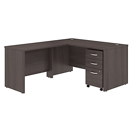 Bush Business Furniture Studio C 60"W x 30"D L Shaped Desk with Mobile File Cabinet and 42"W Return, Storm Gray, Premium Installation