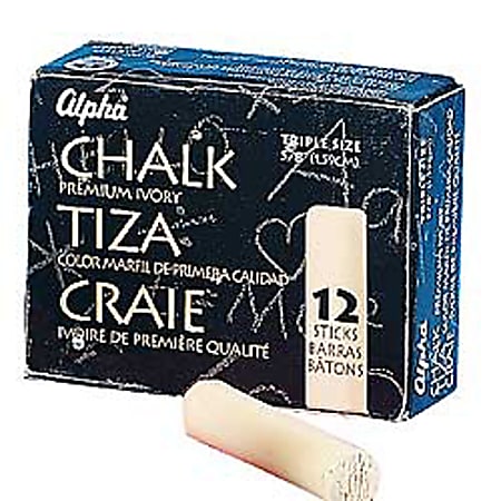 Quartet® Alphasite™ Triple-Size Chalk, 3 1/4"L x 5/8"D, Box Of 12