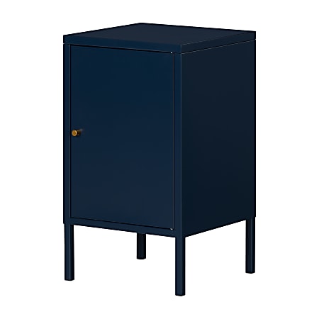 South Shore Crea Metal 1-Door End Table, 26"H x 15"W x 15"D, Dark Blue