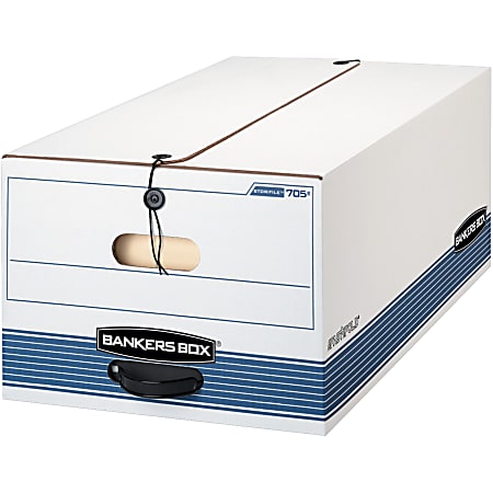 Bankers Box® Stor/File™ Medium-Duty Storage Boxes, Legal Size, 24" x 15" x 10", White/Blue, Case Of 12 - 70504