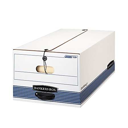 Bankers Box® Stor/File™ Medium-Duty Storage Boxes, Legal Size, 24" x 15" x 10", White/Blue, Case Of 12 - 70504