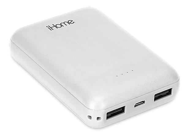 iHome Ultra-Compact 10,000mAh Power Bank, White