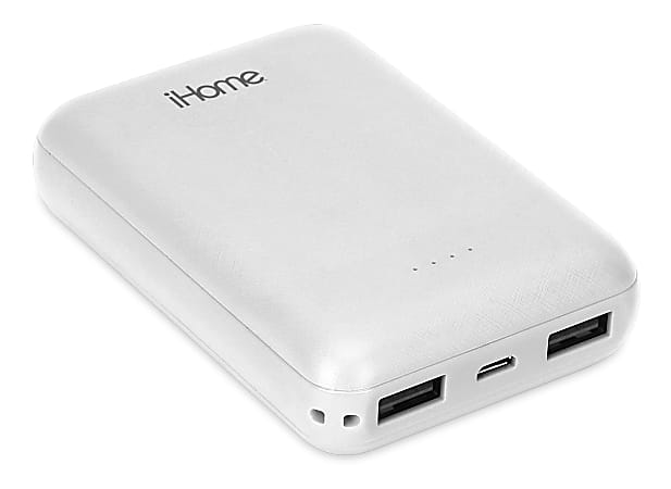 iHome Ultra Compact 10000mAh Power Bank White - Office Depot