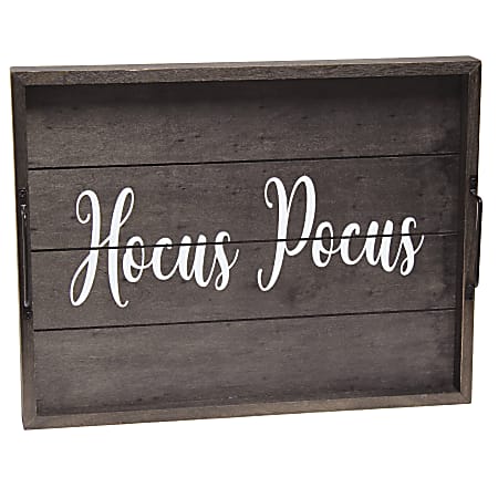 Elegant Designs Decorative Serving Tray, 2-1/4”H x 12”W x 15-1/2”D, Black Wash Hocus Pocus