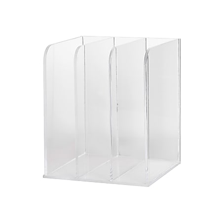 Martha Stewart Brody Acrylic 3-Section File Holder Office Desktop Organizer, 7-1/4"H x 8-1/2"W x 6-1/2"D, Clear