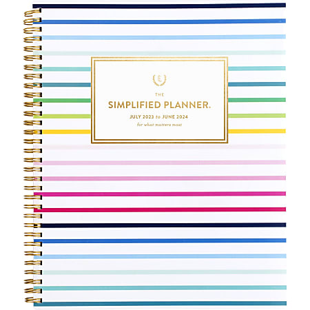 2023-2024 Simplified by Emily Ley for AT-A-GLANCE® Academic Weekly/Monthly Planner, 8-1/2" x 11", Happy Stripe, July 2023 To June 2024, EL10-905A