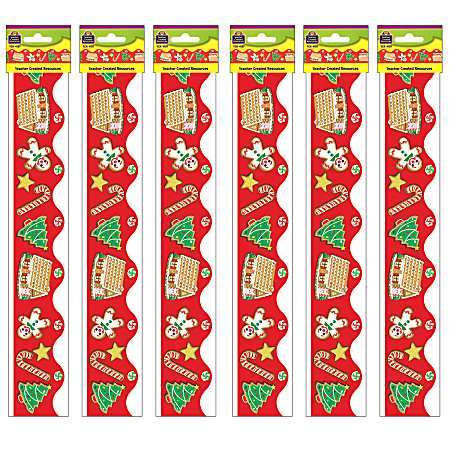 Teacher Created Resources Border Trim, Christmas, 35' Per Pack, Set Of 6 Packs