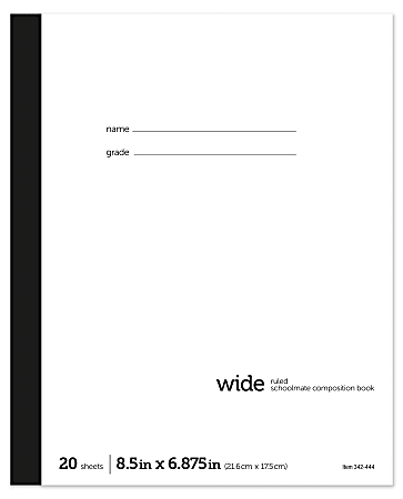 Office Depot&reg; Brand Schoolmate Composition Book, 6-7/8" x 8-1/2", Wide Ruled, 20 Sheets