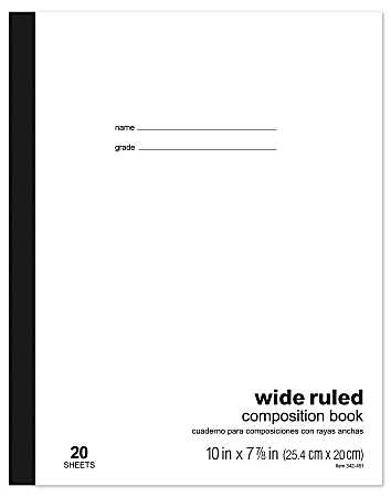 Office Depot® Brand Schoolmate Composition Book, 7-7/8" x 10", Wide Ruled, 20 Sheets